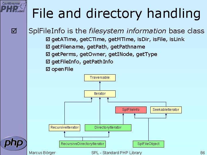 File and directory handling þ Spl. File. Info is the filesystem information base class