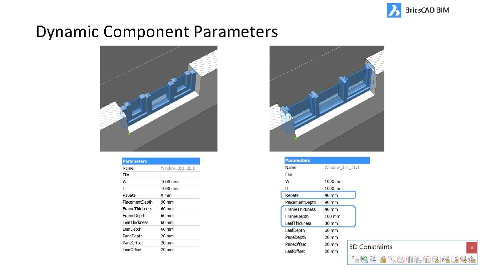 Brics. CAD BIM Dynamic Component Parameters 