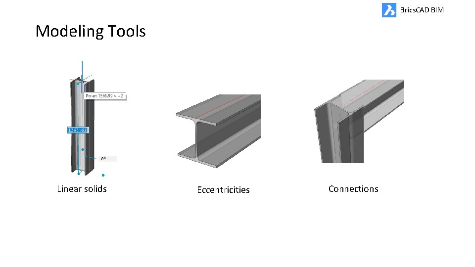 Brics. CAD BIM Modeling Tools Linear solids Eccentricities Connections 