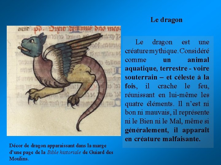 Le dragon Décor de dragon apparaissant dans la marge d’une page de la Bible Le dragon Décor de dragon apparaissant dans la marge d’une page de la Bible