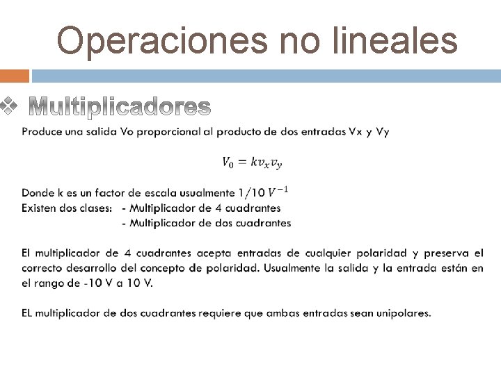 Operaciones no lineales 