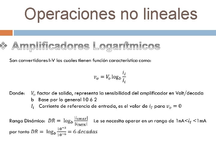 Operaciones no lineales 