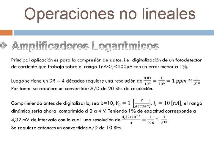 Operaciones no lineales 