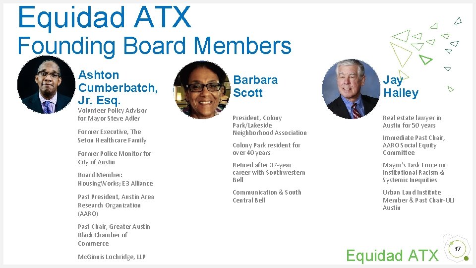 Equidad ATX Founding Board Members Ashton Cumberbatch, Jr. Esq. Volunteer Policy Advisor for Mayor