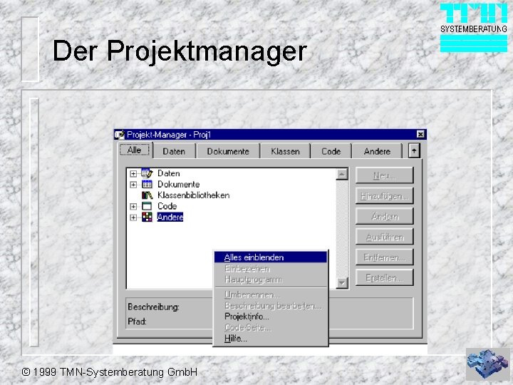 Der Projektmanager © 1999 TMN-Systemberatung Gmb. H 