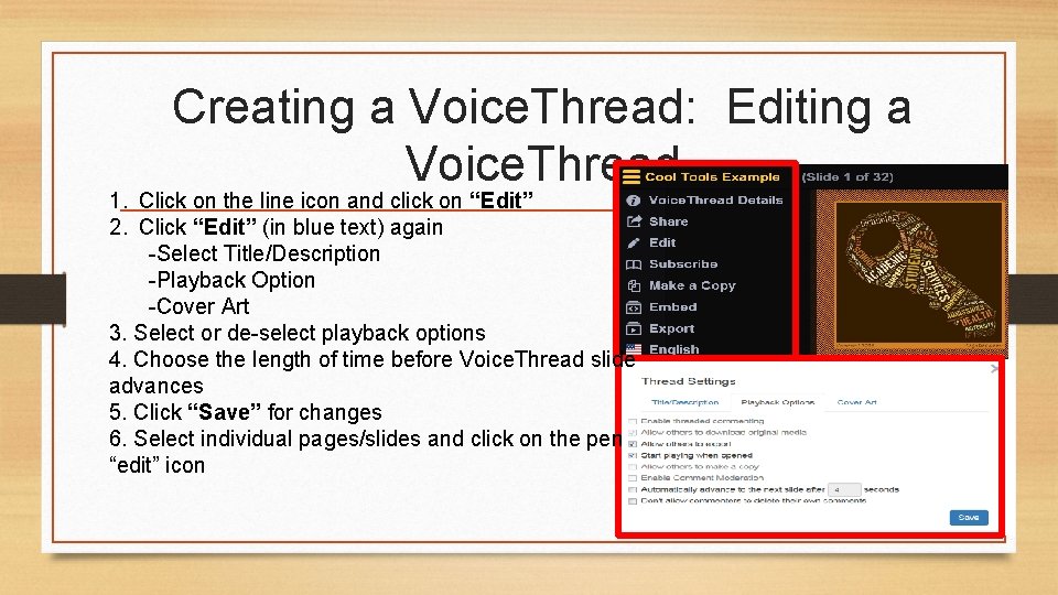 Creating a Voice. Thread: Editing a Voice. Thread 1. Click on the line icon