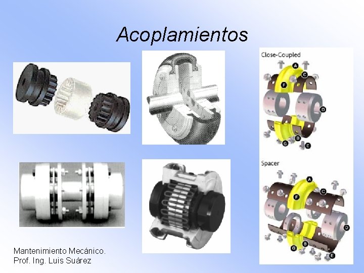 Acoplamientos Mantenimiento Mecánico. Prof. Ing. Luis Suárez 