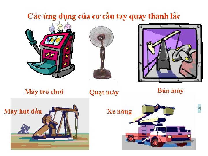 Các ứng dụng của cơ cấu tay quay thanh lắc Máy trò chơi Máy