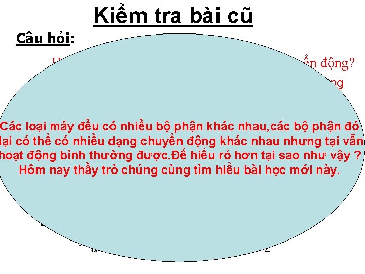 Kiểm tra bài cũ Câu hỏi: Hỏi : Vì sao máy và thiết bị