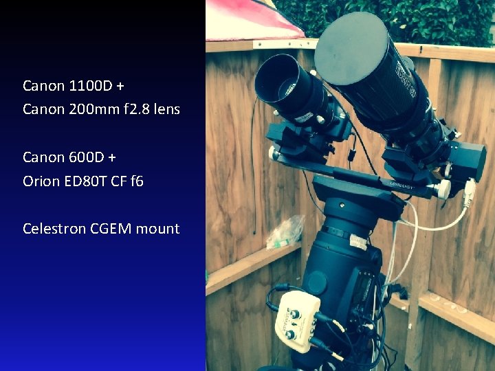 Canon 1100 D + Canon 200 mm f 2. 8 lens Canon 600 D