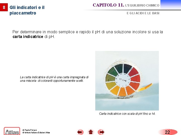 8 Gli indicatori e il piaccametro CAPITOLO 11. L’EQUILIBRIO CHIMICO E GLI ACIDI E