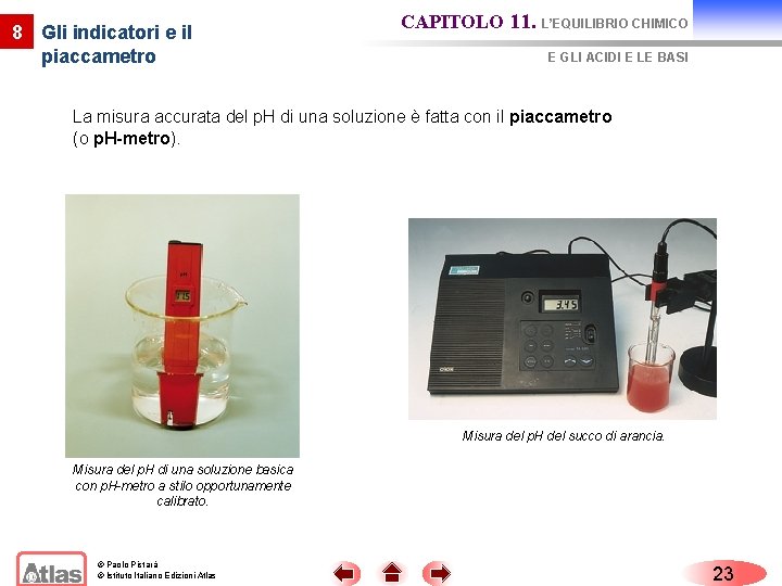 8 Gli indicatori e il piaccametro CAPITOLO 11. L’EQUILIBRIO CHIMICO E GLI ACIDI E