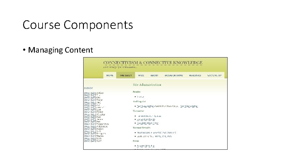Course Components • Managing Content 