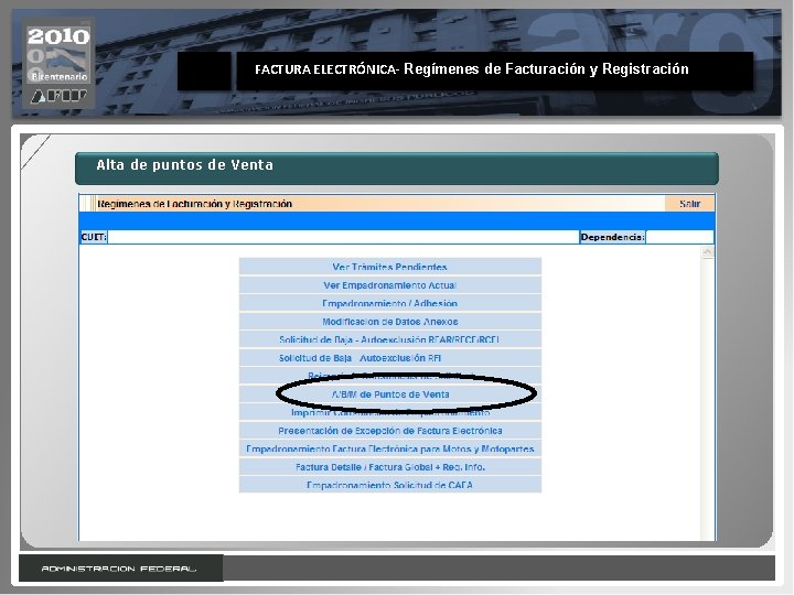 FACTURA ELECTRÓNICA- Regímenes de Facturación y Registración Alta de puntos de Venta 14 