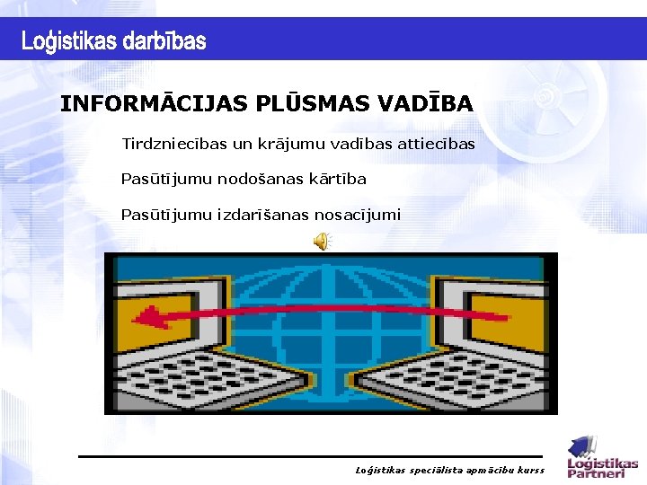 INFORMĀCIJAS PLŪSMAS VADĪBA Tirdzniecības un krājumu vadības attiecības Pasūtījumu nodošanas kārtība Pasūtījumu izdarīšanas nosacījumi