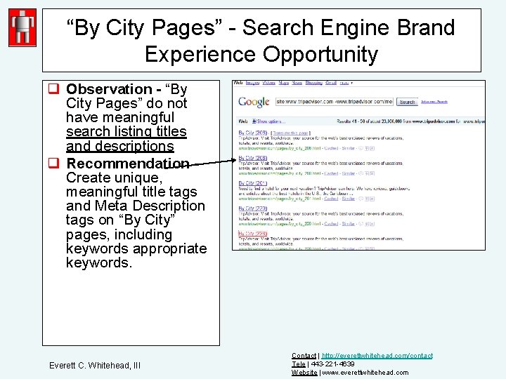 “By City Pages” - Search Engine Brand Experience Opportunity q Observation - “By City