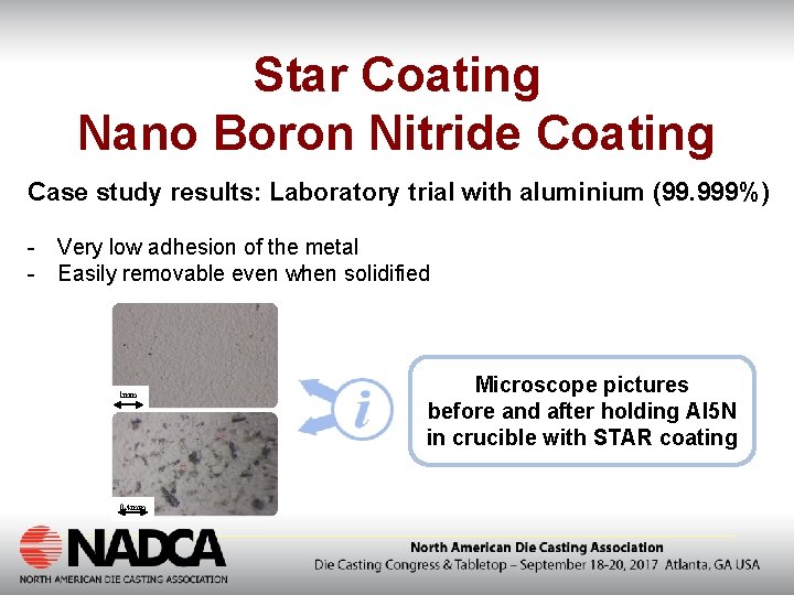 Star Coating Nano Boron Nitride Coating Case study results: Laboratory trial with aluminium (99.