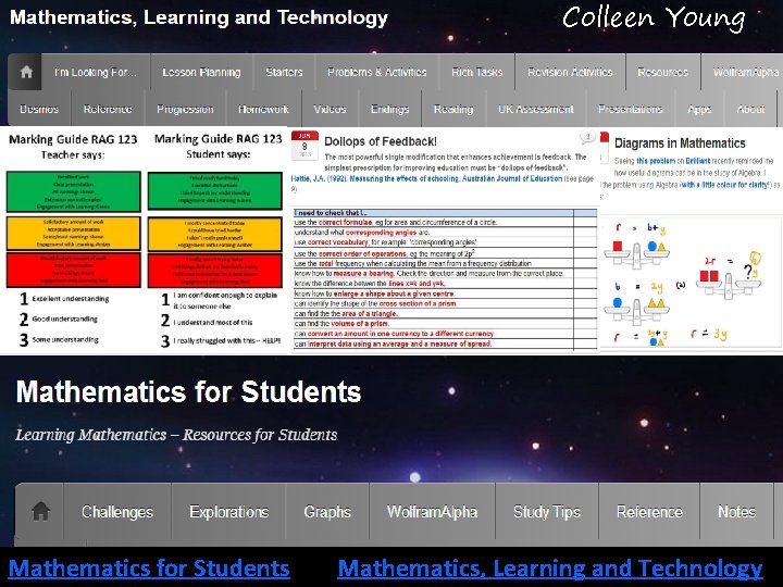This year I will. . Colleen Young Mathematics for Students Mathematics, Learning and Technology