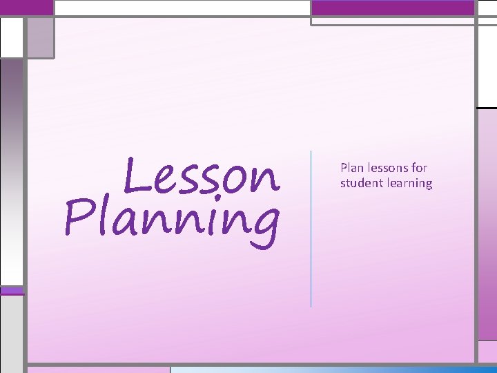 Lesson Planning Plan lessons for student learning 