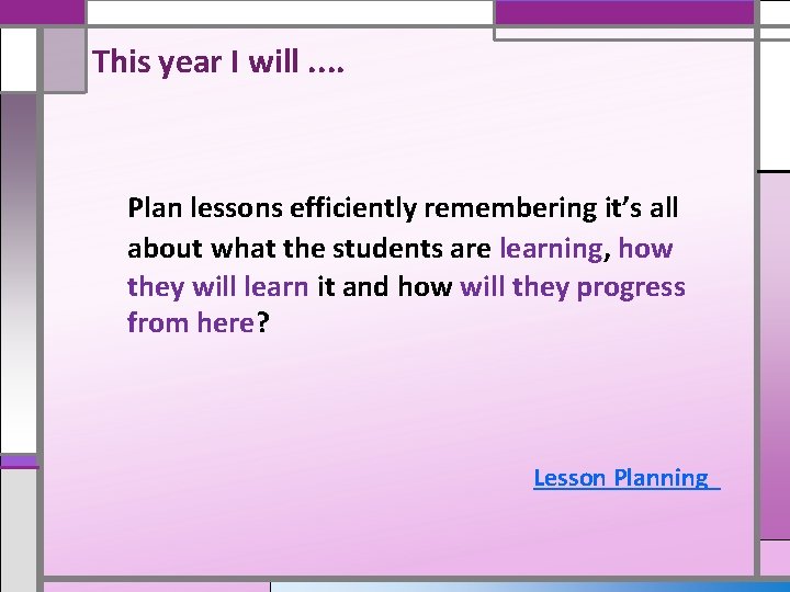 This year I will. . Plan lessons efficiently remembering it’s all about what the