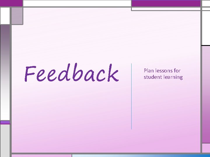 Feedback Plan lessons for student learning 