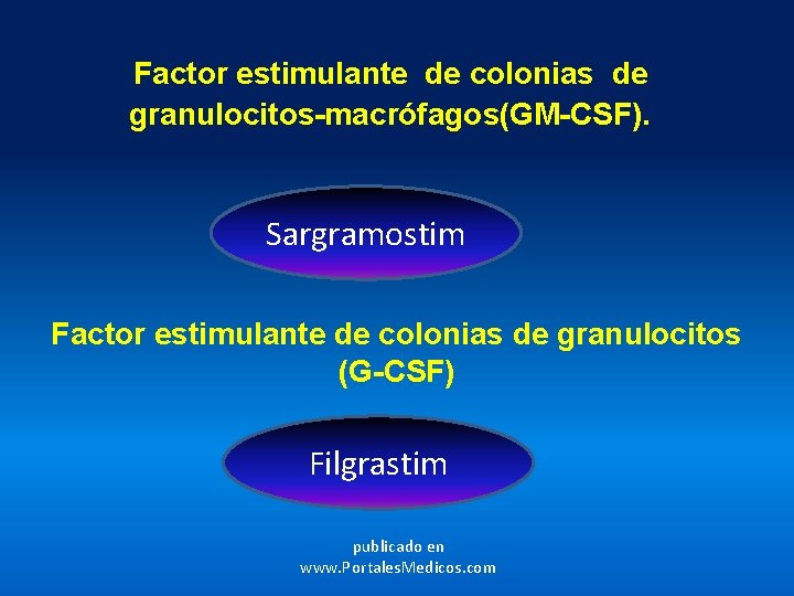 Factor estimulante de colonias de granulocitos-macrófagos(GM-CSF). Sargramostim Factor estimulante de colonias de granulocitos (G-CSF)