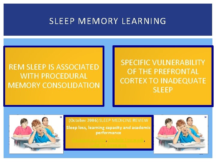 SLEEP MEMORY LEARNING REM SLEEP IS ASSOCIATED WITH PROCEDURAL MEMORY CONSOLIDATION SPECIFIC VULNERABILITY OF