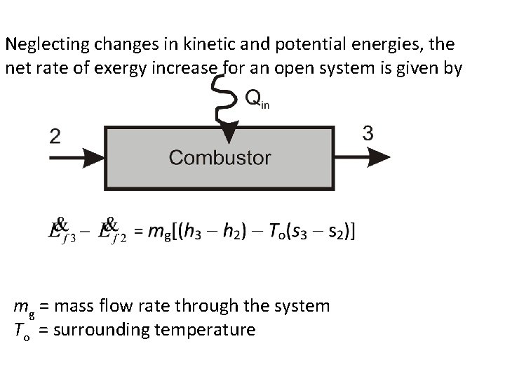 Neglecting changes in kinetic and potential energies, the net rate of exergy increase for