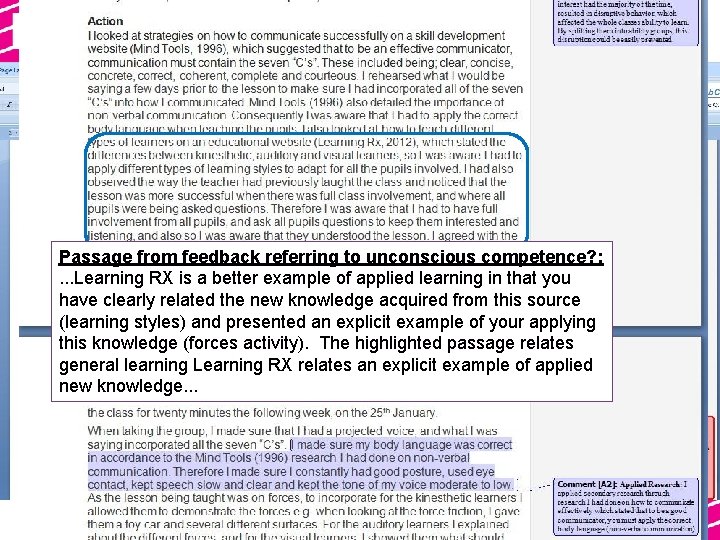 Assignment 1: Exemplar. student annotations and feedback Related passagerelated within feedback : . .