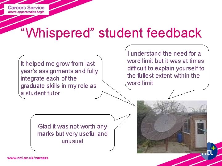 “Whispered” student feedback It helped me grow from last year’s assignments and fully integrate