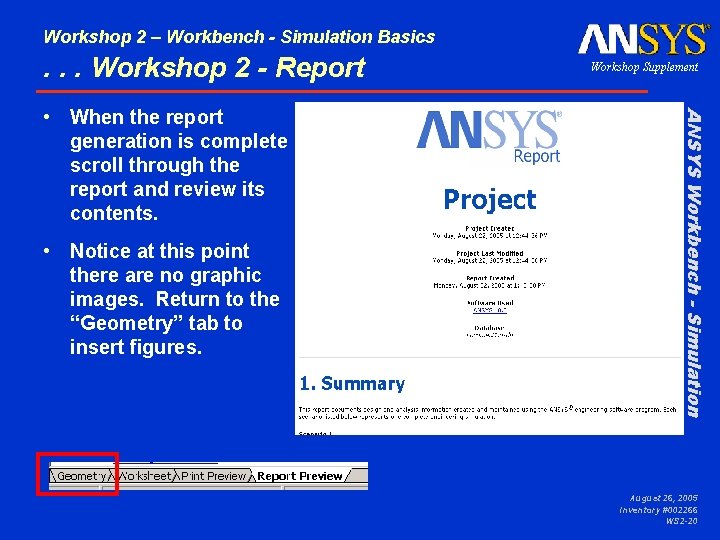 Workshop 2 – Workbench - Simulation Basics . . . Workshop 2 - Report