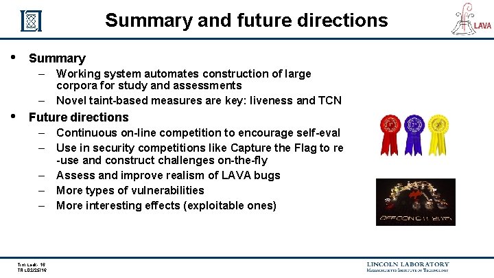 Summary and future directions • Summary – – • Working system automates construction of