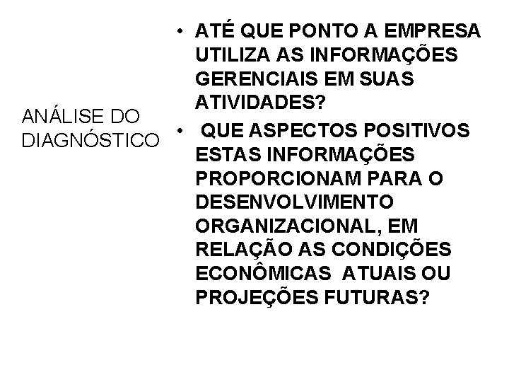  • ATÉ QUE PONTO A EMPRESA UTILIZA AS INFORMAÇÕES GERENCIAIS EM SUAS ATIVIDADES?