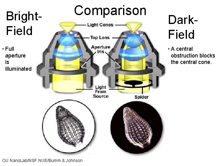 Bright. Field Comparison • Full aperture is illuminated OU Nano. Lab/NSF NUE/Bumm & Johnson