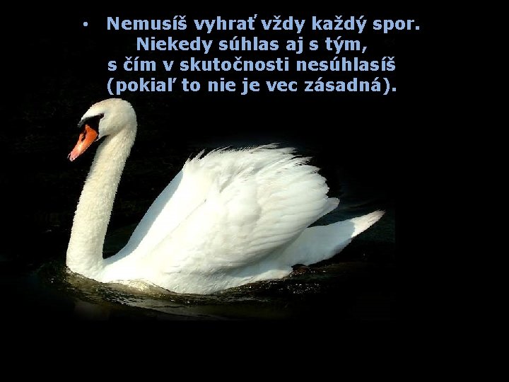  • Nemusíš vyhrať vždy každý spor. Niekedy súhlas aj s tým, s čím