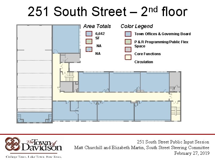 251 South Street – 2 nd floor Area Totals 6, 642 SF Color Legend