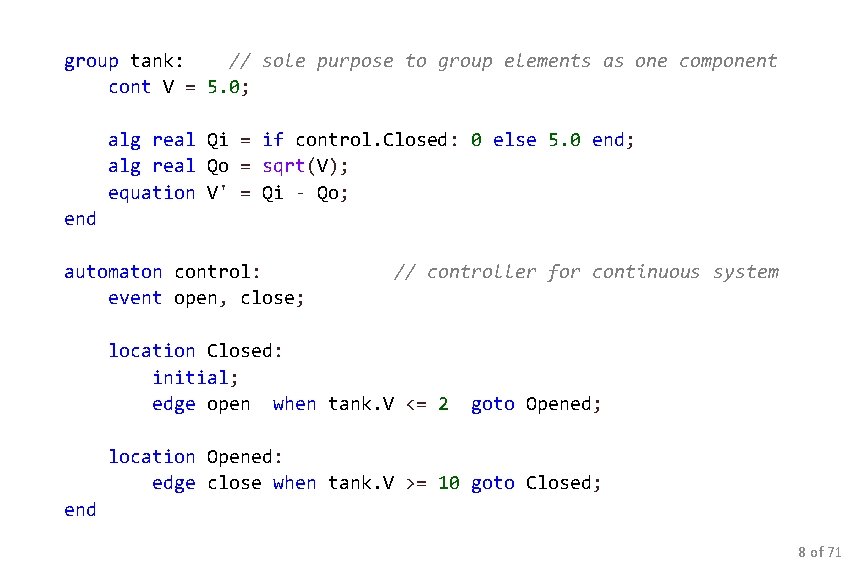group tank: // sole purpose to group elements as one component cont V =