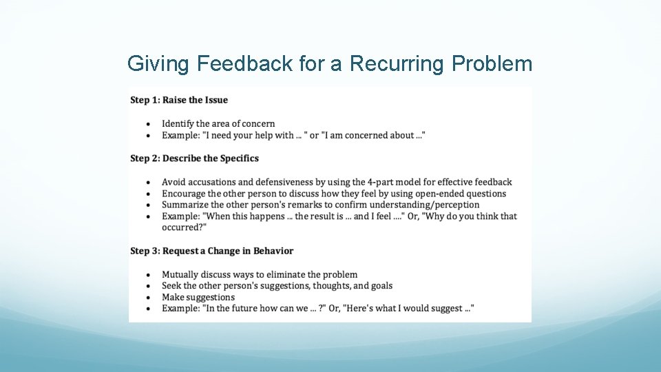 Giving Feedback for a Recurring Problem 