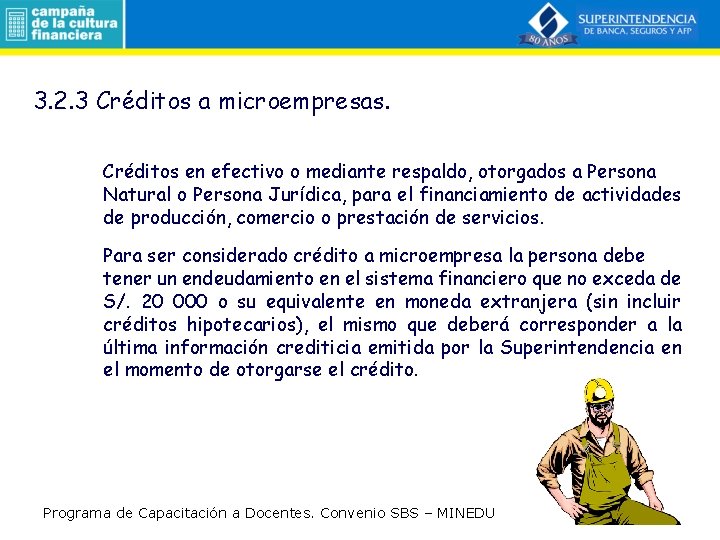 3. 2. 3 Créditos a microempresas. Créditos en efectivo o mediante respaldo, otorgados a