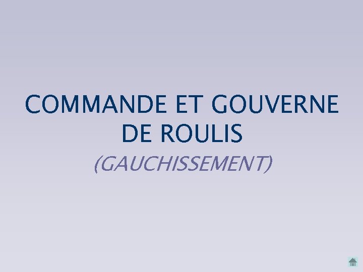 COMMANDE ET GOUVERNE DE ROULIS (GAUCHISSEMENT) 
