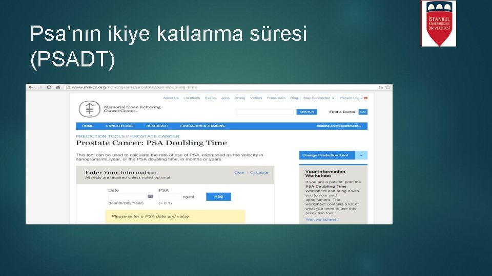 Psa’nın ikiye katlanma süresi (PSADT) 