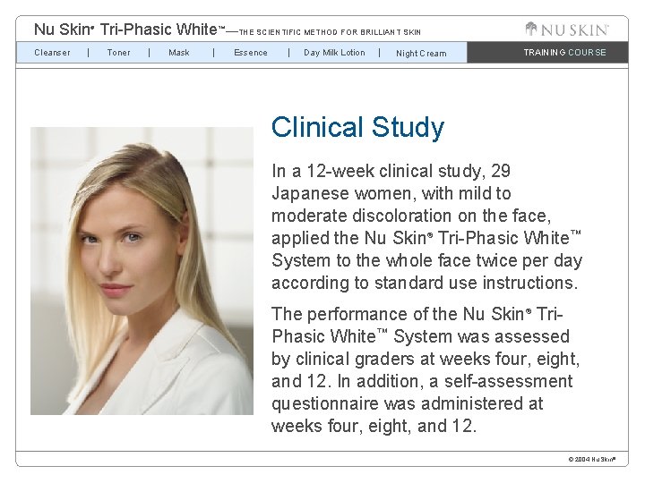Nu Skin Tri-Phasic White™—THE SCIENTIFIC METHOD FOR BRILLIANT SKIN ® Cleanser Toner Mask Essence