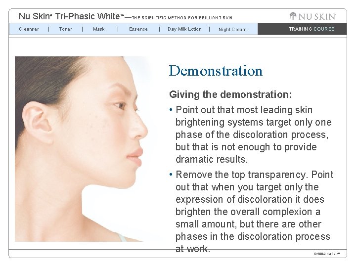 Nu Skin Tri-Phasic White™—THE SCIENTIFIC METHOD FOR BRILLIANT SKIN ® Cleanser Toner Mask Essence
