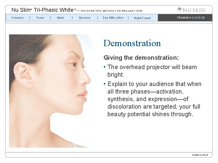 Nu Skin Tri-Phasic White™—THE SCIENTIFIC METHOD FOR BRILLIANT SKIN ® Cleanser Toner Mask Essence