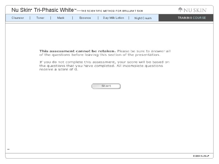 Nu Skin Tri-Phasic White™—THE SCIENTIFIC METHOD FOR BRILLIANT SKIN ® Cleanser Toner Mask Essence
