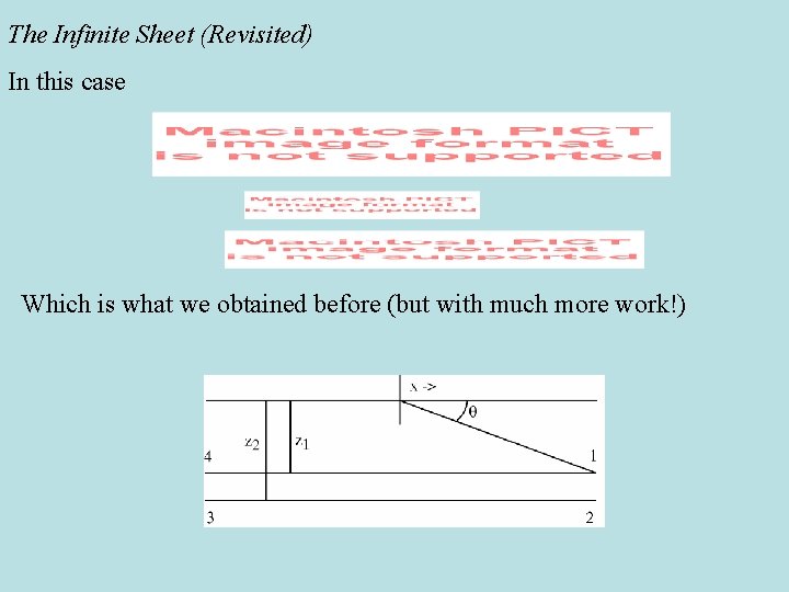 The Infinite Sheet (Revisited) In this case Which is what we obtained before (but