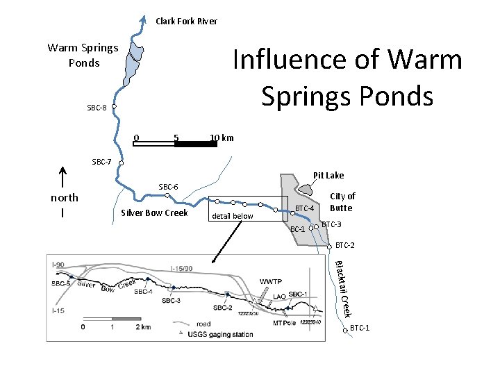 Clark Fork River Influence of Warm Springs Ponds SBC-8 0 5 10 km SBC-7