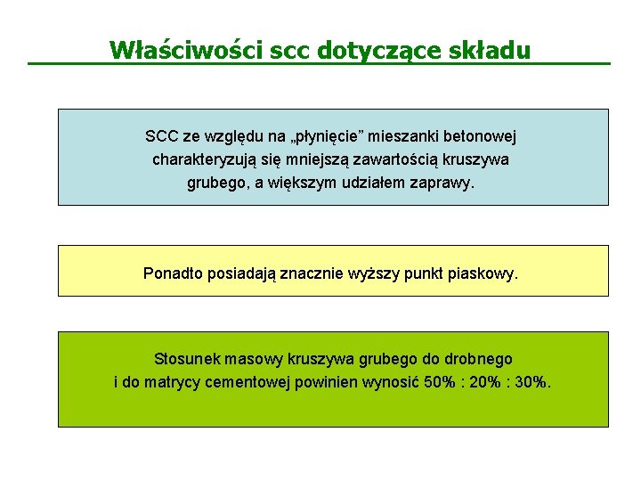 Właściwości scc dotyczące składu SCC ze względu na „płynięcie” mieszanki betonowej charakteryzują się mniejszą