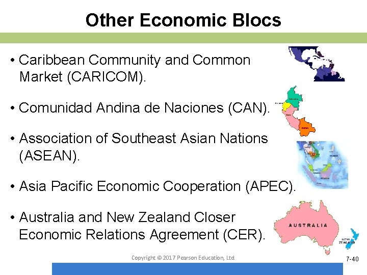 Other Economic Blocs • Caribbean Community and Common Market (CARICOM). • Comunidad Andina de
