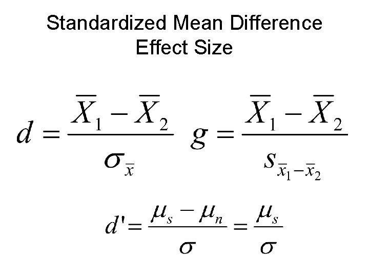Standardized Mean Difference Effect Size 